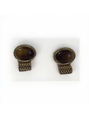 Vintage Avon Tiger’s Eye Cufflinks-Gold Tone